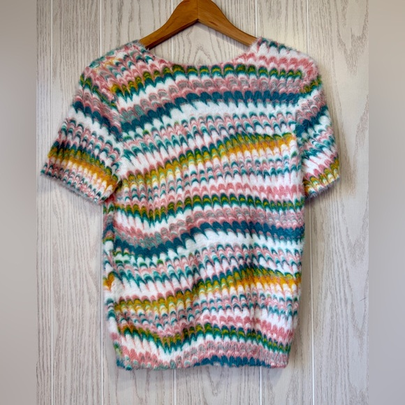 Anthropologie Fuzzy Marbled Short Sleeve Sweater Women’s Size M - Picture 8 of 8